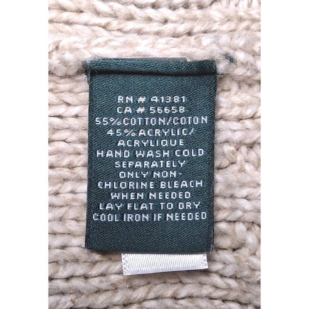 Lauren Ralph Lauren LRL Womens Sweater XL Tan Cable Knit V Neck Pullover Tunic - Picture 9 of 11